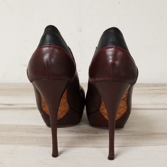 L.A.M.B. Burgundy Round Toe Platform Stiletto 7 - Picture 3 of 8